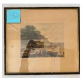 N2 - VINTAGE ART PRINT FRAMED 15X17" (F32)