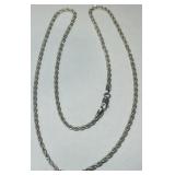 STERLING SILVER 24INCH ROPE CHAIN 18.40GRS
