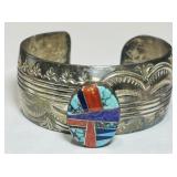 STERLING SILVER CUFF BRACELET SIGNED 57.00GRS