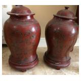 S2 - TWO VINTAGE GINGER JARS 19"T (L38)