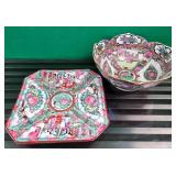 11 - CHINESE FAMILLE ROSE MEDALLION PLATE & BOWL