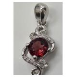 .925 STERLING SILVER PENDANT W/GARNET (#21)