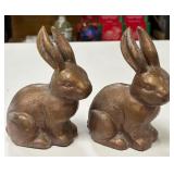 11 - PAIR OF CAST METAL RABBITS (B28)