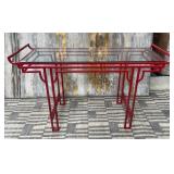 513 - RED METAL & GLASS CONSOLE TABLE (U84)