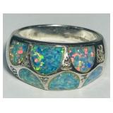 STERLING SILVER OPAL RING 7.70GRS SIZE 7.5