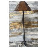 513 - WROUGHT IRON FLOOR LAMP WITH SHADE (U19)