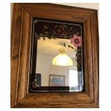 S1 - FLORAL PAINTED WALL MIRROR FRAMED (K170)