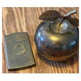 CRYSTAL PALACE TOMBSTONE MATCHBOX, BRASS APPLE