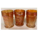 N1 - THREE VINTAGE CARNIVAL GLASS TUMBLERS (K47)