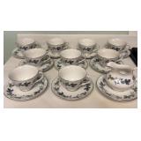 N1 - ROYAL DOULTON BURGUNDY PATTERN CUPS/SAUCERS