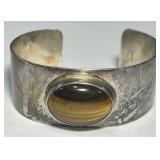 STERLING SILVER TIGER EYE CUFF BRACELET 43.50GRS