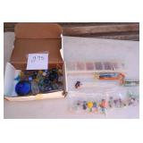 M - LOT OF BEADS, SWIZZLE STICKS, GLASS CANDIES