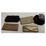 M - LOT OF VINTAGE CLUTCH PURSES, HAT (L83)