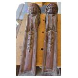 M - TWO ANTIQUE CARVED WOOD CARYATID FIGURES (G218
