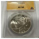 1926 PEACE SILVER DOLLAR AU58