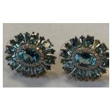443 - STERLING SILVER BLUE CZ EARRINGS (d18)