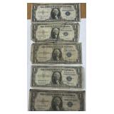 5PCS 1DOLLAR SILVER CERIFICATE