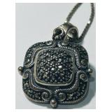 STERLING SILVER MARCASITE PENDANT WITH 18IN.CHAIN