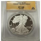 2007-W PROOF SILVER EAGLE PF68 DCAM
