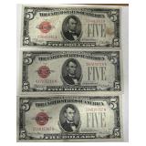 3 PCS 5 DOLLAR RED SEAL