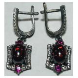 STERLING SILVER RUBY/GARNET EARRINGS 6 GRS