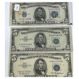 3 PCS  BLUE SEAL 5 DOLLAR
