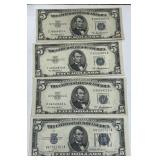 4 PCS  BLUE SEAL 5 DOLLAR