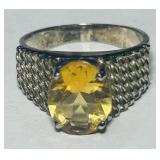 STERLING SILVER CITRINE RING SIZE 5  3.10GRS