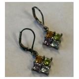 443 - STERLING SILVER & MULTI-STONE EARRINGS (d15)