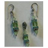 443 - STERLING SILVER & CRYSTAL EARRINGS & PENDANT