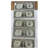 5PCS 1DOLLAR SILVER CERIFICATE