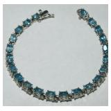 STERLING SILVER 7INCH TOPZ BRACELET 12.50GRS