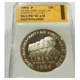 1994-P 1 DOLLAR WOMEN IN MILITARY PR70CAM