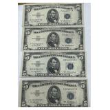 4 PCS  BLUE SEAL 5 DOLLAR