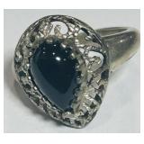 STERLING SILVER ONYX RING SIZE 8   6.20GRS