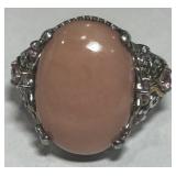STERLING SILVER CORAL RING SIZE 7.5    6.60GRS