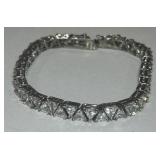 STERLING SILVER 7INCH CZ BRACELET 16.40GRS