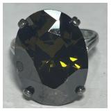 STERLING SILVER SMOKEY QUARTZ RING SIZE 7 10GRS
