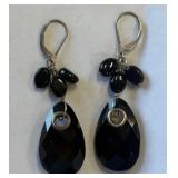 443 - PAIR OF ONYX & STERLING SILVER EARRINGS (d13