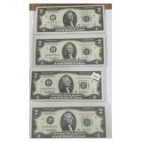 4 PCS 2DOLLAR BILLS
