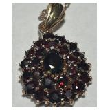 ROSE GOLD PLATED STERLING SILVER GARNET PEND.WITH