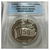 1991-S USO SILVER DOLLAR PROOF DEER CAMEO
