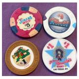 443 - LOT OF FOUR COLLECTIBLE CASINO TOKENS (d3)