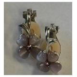 443 - PAIR OF STERLING SILVER & MOONSTONE EARRINGS