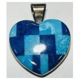 STERLING SILVER DTR LAPIS/TURQUOISE PENDANT 28.7 G