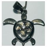 STERLING SILVER TURTLE PEND. WITH  18IN.CHAIN 4GRS