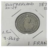 1876 SWISS 1 FRANC
