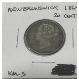 1864 NEW BRUNSWICK  20 CENTS