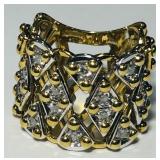 GOLD PLATED STERLING SILVER RING SIZE 8 17.30GRS