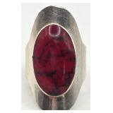 N1 - STERLING SILVER & STONE RING SIZE 10 (J38)